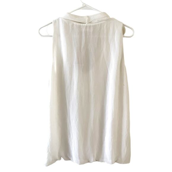 Michael Kors Drapeneck Semi-Sheer Blouse Womens Medium Winter White Casual Chic - Picture 2 of 7